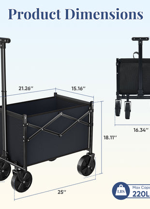 220 lbs Heavy Duty Foldable Wagon Cart with Wheels
