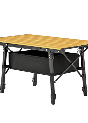 3Ft Aluminum Small Folding Table, Portable Camping Table with Storage Bag, Carry Bag for Outdoor Picnic BBQ, Brown