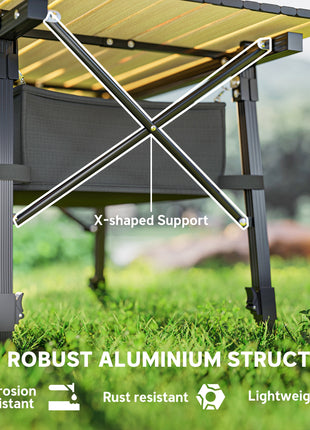 3Ft Aluminum Small Folding Table, Portable Camping Table with Storage Bag, Carry Bag for Outdoor Picnic BBQ, Brown