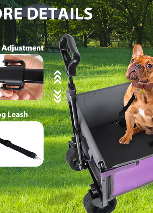 220 lbs Foldable Wagon Cart with 5x2 Wide Wheels & Full-Side Opening