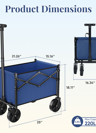 220 lbs Heavy Duty Foldable Wagon Cart with Wheels