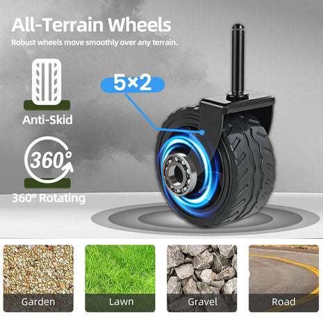 220 lbs Foldable Wagon Cart with 5x2 Wide Wheels & Full-Side Opening