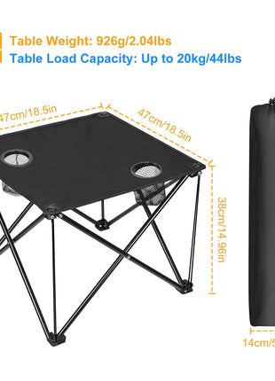 Portable Foldable Camping Table with Cup Holders