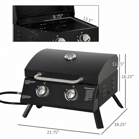 Portable 2-Burner Charcoal BBQ Grill