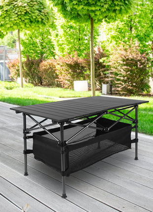 Portable Folding Camping Table with Storage Mesh Basket