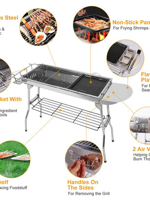 Stainless Steel Folding BBQ Grill