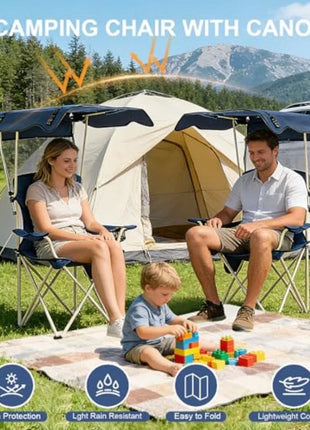 Camping Chair with Canopy & Cup Holder