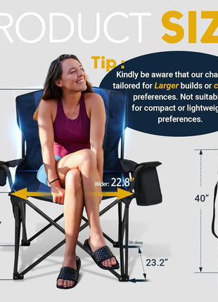 Oversized Heavy Duty Camping Chair with Cooler Pocket