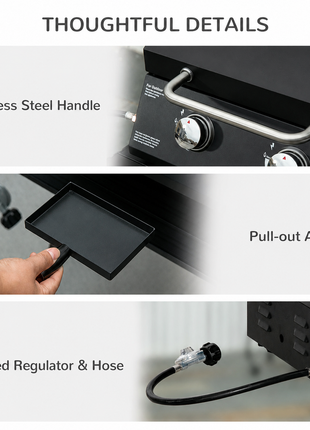 Portable 2-Burner Charcoal BBQ Grill