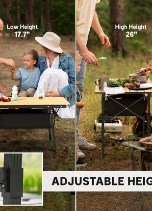 3Ft Aluminum Small Folding Table, Portable Camping Table with Storage Bag, Carry Bag for Outdoor Picnic BBQ, Brown