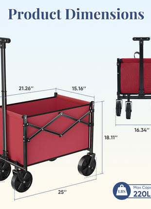 220 lbs Heavy Duty Foldable Wagon Cart with Wheels