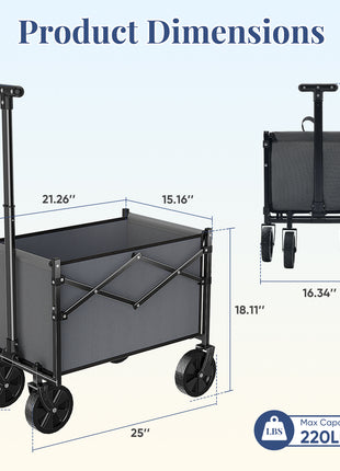 220 lbs Heavy Duty Foldable Wagon Cart with Wheels