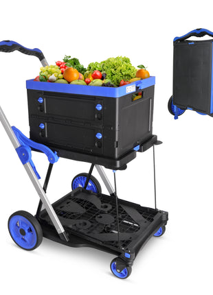 2-Tier Collapsible Shopping Cart with Storage Crate