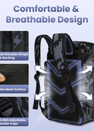 42L Fishing Tackle Backpack with Rod Holders | Water-Resistant Storage Bag
