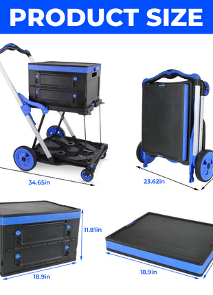 2-Tier Collapsible Shopping Cart with Storage Crate