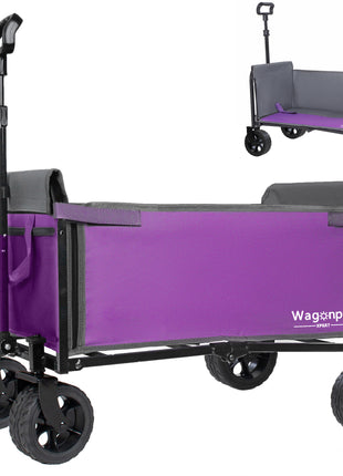 220 lbs Foldable Wagon Cart with 5x2 Wide Wheels & Full-Side Opening