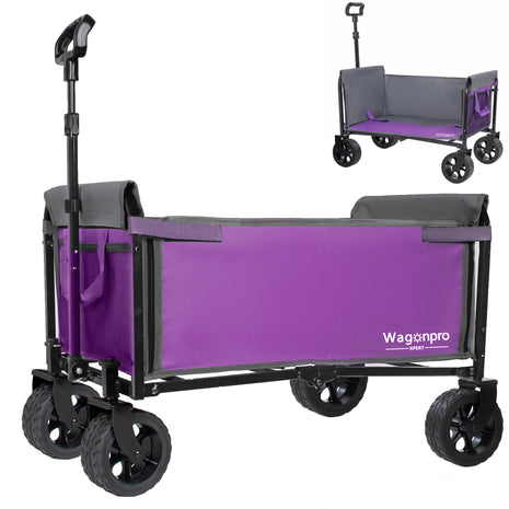 220 lbs Foldable Wagon Cart with 5x2 Wide Wheels & Full-Side Opening