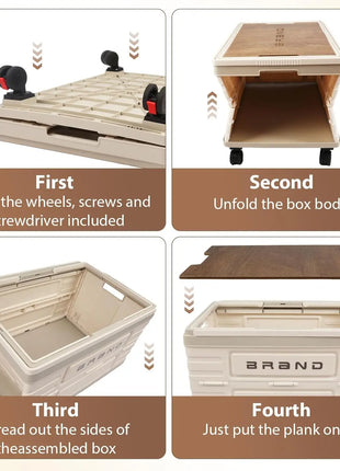 Foldable Rolling Storage Cart with 360° Wheels
