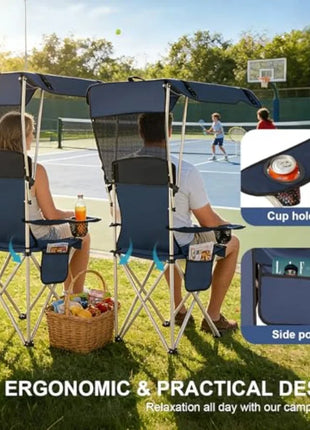 Camping Chair with Canopy & Cup Holder