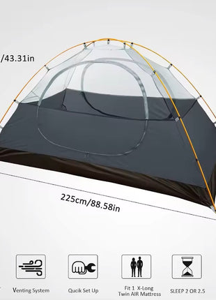 Lightweight Waterproof 2-Person Camping Tent with Dual Doors - Perfect for Backpacking and Outdoor Adventures!
