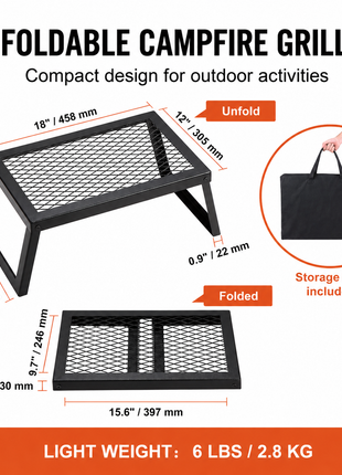 Portable Folding Campfire Grill with Carry Bag