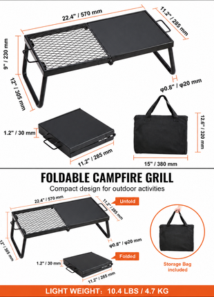 Portable Folding Campfire Grill with Carry Bag