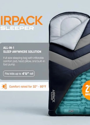 Inflatable Sleeping Bag with Built-In Pump