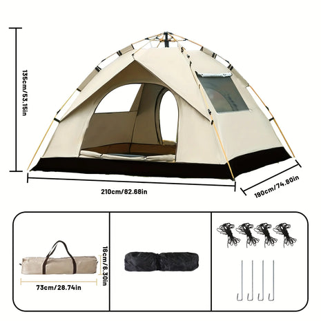 Automatic Instant Setup Camping Tent – Lightweight, Windproof & Waterproof 2 Person Tent with Dual Doors