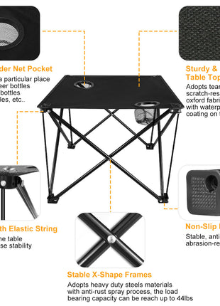 Portable Foldable Camping Table with Cup Holders
