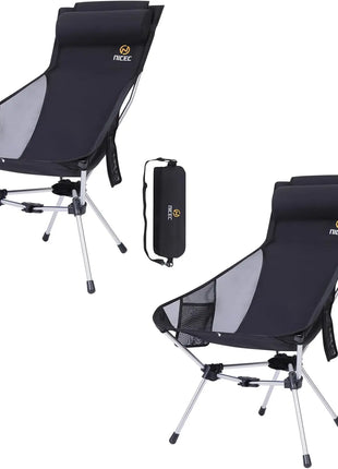 Ultralight Folding Camping Chair Set of 2 black
