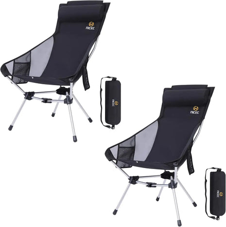 Ultralight Folding Camping Chair Set of 2 black