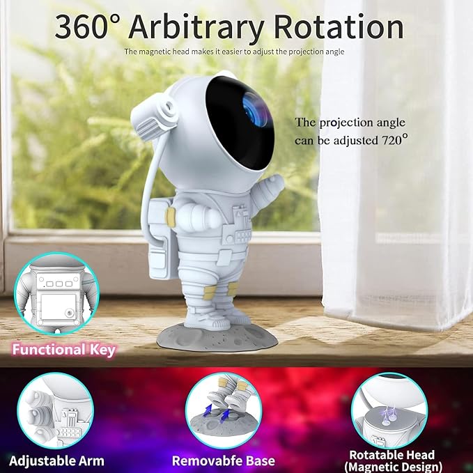 Astronaut Galaxy Projector – 360° Nebula & Starry Night Light