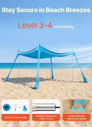 Portable 10x10 FT Beach Canopy with UPF 50+ UV Protection