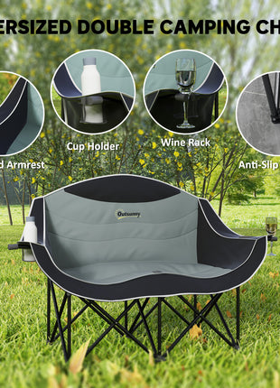 Double Folding Camping Chair with Padded Seat