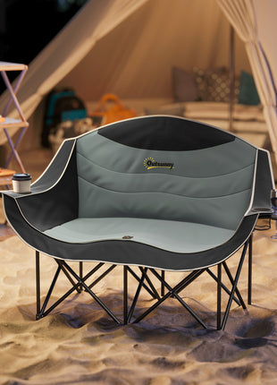 Double Folding Camping Chair with Padded Seat