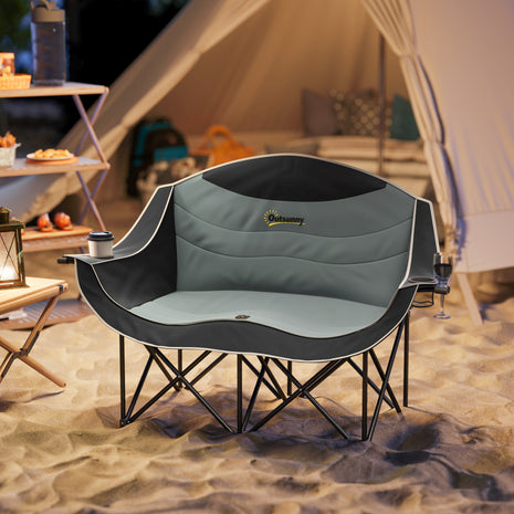 Double Folding Camping Chair with Padded Seat