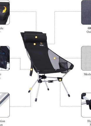 Ultralight Folding Camping Chair Set of 2 black