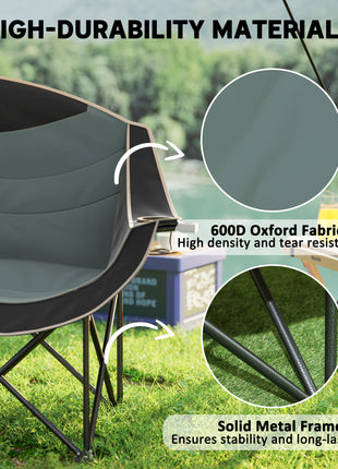 Double Folding Camping Chair with Padded Seat