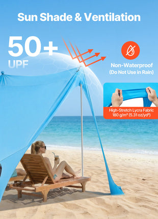 Portable Beach Sun Shelter Canopy with UPF 50+ UV Protection