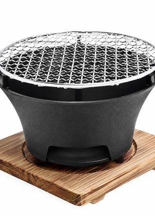 Portable Cast Iron Charcoal Grill for Camping & Outdoor BBQ