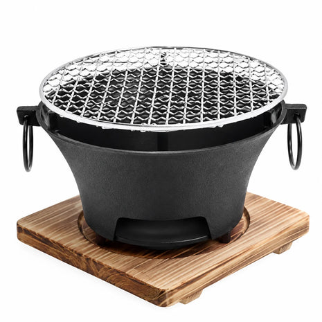 Portable Cast Iron Charcoal Grill for Camping & Outdoor BBQ