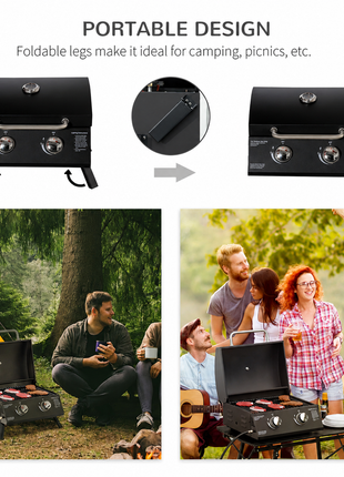 Portable 2-Burner Charcoal BBQ Grill