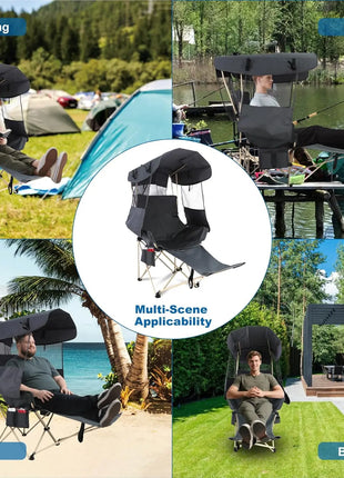 Portable Folding Camping Chair with Canopy Shade