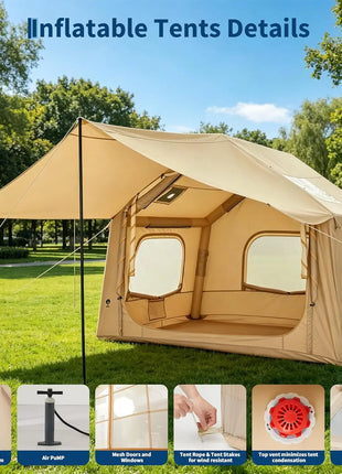 Premium 3-5 Person Inflatable Camping Tent with Skylight & Hand Pump