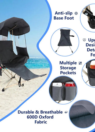 Portable Folding Camping Chair with Canopy Shade