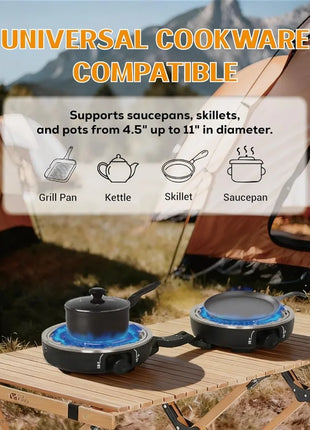 2 Burner Propane Camping Stove with Windscreen
