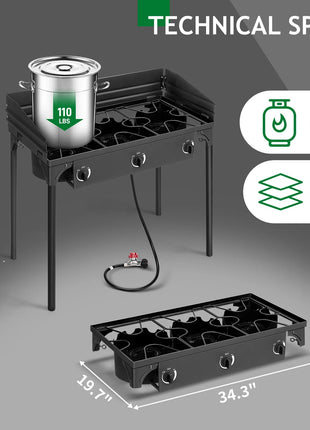 225,000 BTU Triple Burner Propane Stove