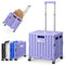 Folding Utility Cart, Portable Rolling Crate Handcart Collapsible Shopping Trolley with Lid, Foldable Tool Box Basket with 4 Ro