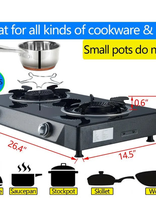 2 Burner Propane Stove with Auto Ignition, 26000 BTU