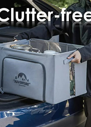 68L Foldable Camping Storage Box with Lid & Handles